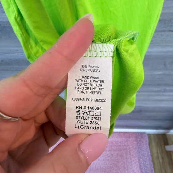 NWT See You Monday Neon Lime Green Ribbed Racerback Midi Dress L - Picture 5 of 6